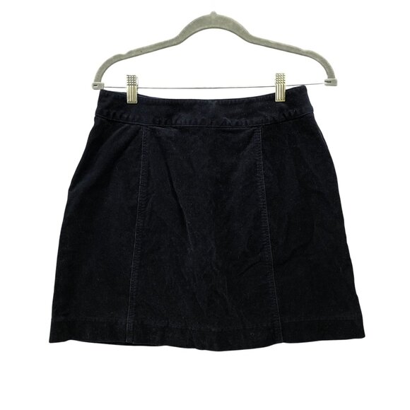 Uniqlo Corduroy Mini Skirt Size 6 Black Front Button A-Line - Picture 2 of 8